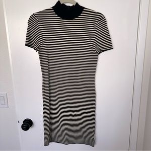 Michael Kors Mock Neck Striped Mini Dress